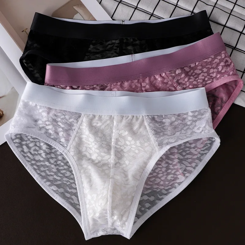 1/3PCS Summer Sexy Perspective Breathable Men's Panties Smooth Ice Silk Quick-dry Men's Briefs High Elastic Ultra-thin Underwear — image 21