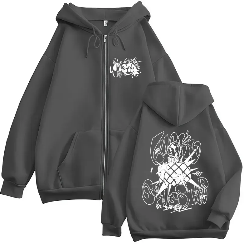 Anime Jojo Bizarre Adventure Guīdo Mista Zipper Hoodies Men's Women Zip Up Hooded Sweatshirts Fashion Jackets Coats Streetwear — image 4