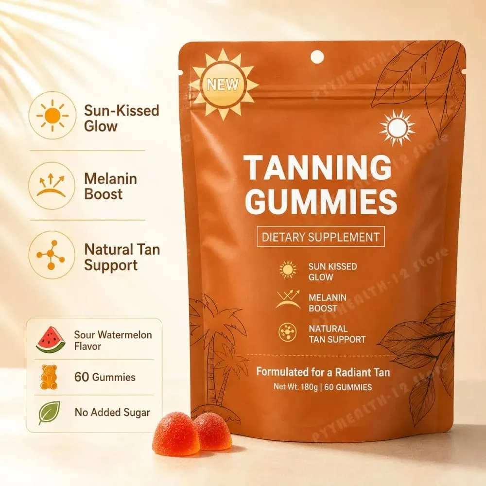 Tanning Gummies til kvinder Solfri Bronzing Glow Support Vegansk Sukkerfri Ikke-GMO Astaxanthin & Lycopen 60 Antal — image 2