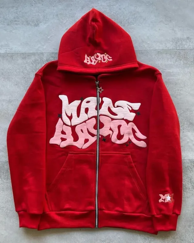 Zipper hooded sweatshirt with retro American letters suitable for men and women wearing Y2K jacket autumn/winter cardigan — image 10