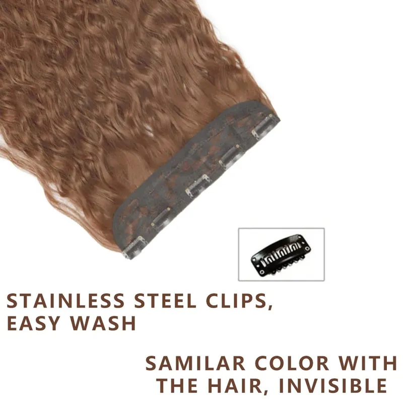 Extensions capillaires synthétiques à 5 clips, postiche longue bouclée, postiche naturelle brune noire, 80cm, faux cheveux résistants à la chaleur pour femmes