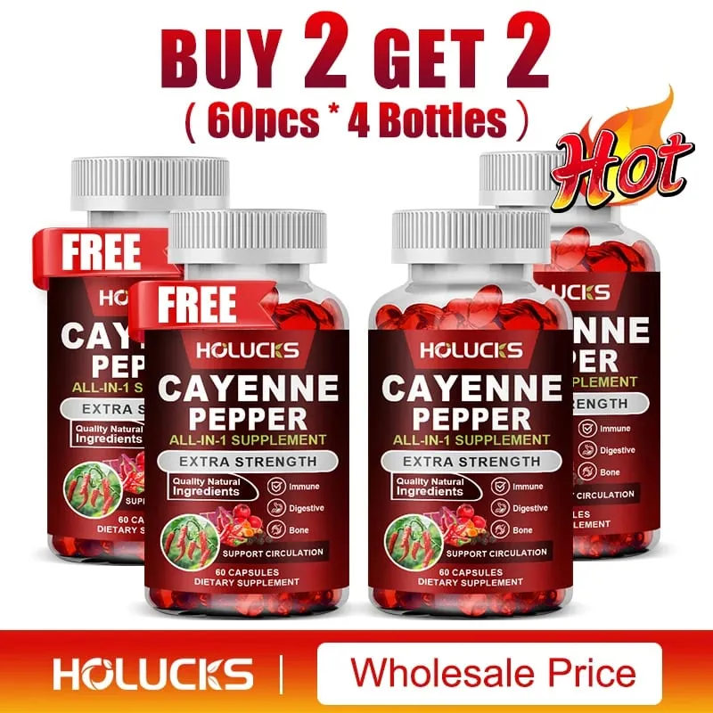 Cayenne Pepper Capsules with Vitamin D3 K2 Blood Circulation Promote Digestion Boost Metabolism Support Joint Bone Health — image 11