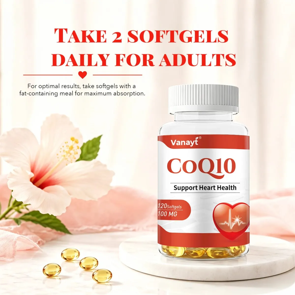 120pcs Coenzyme Q10 100mg Capsules Support Heart Cardiovascular Health Boost Energy Antioxidant Supplement — image 4