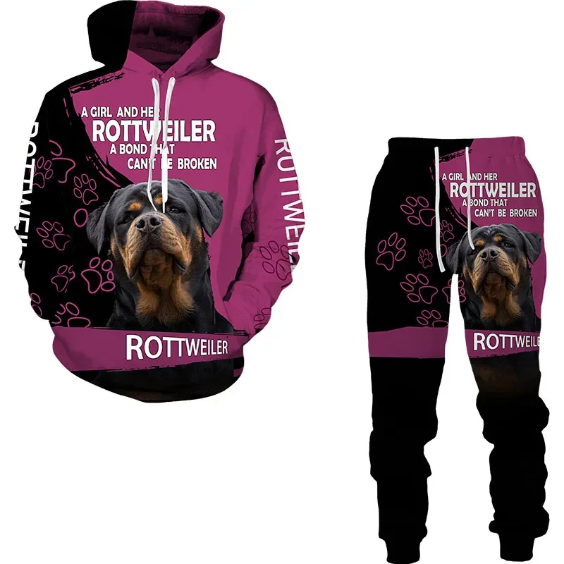 Funny Dog Animal 3D Printed Hoodie Suit Men Autumn Casual Sweatshirts Sweatpants Fashion Two Piece Tracksuit Set Men's Clothing