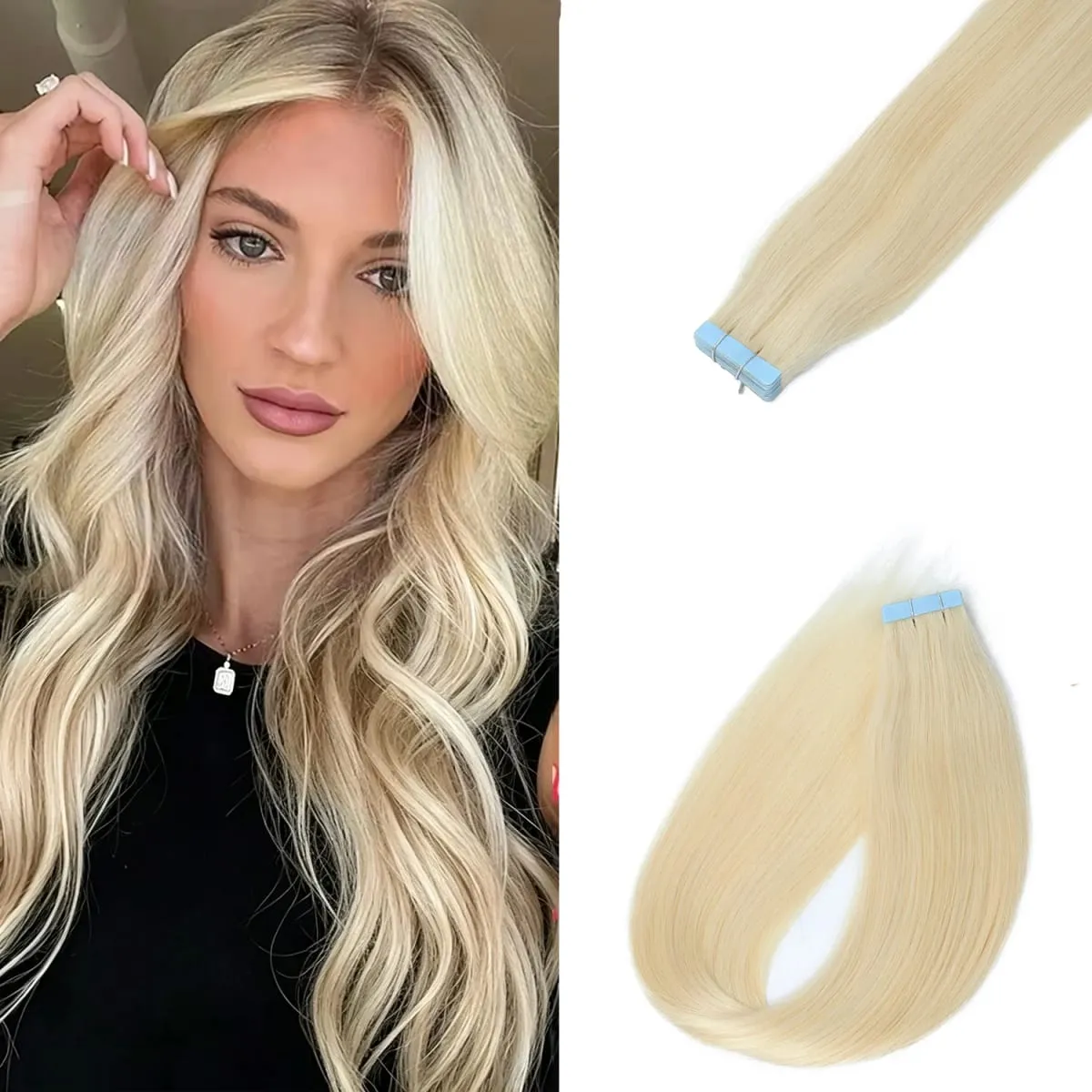 20pcs Seamless Tape in Hair Extensions Human Hair Straight Glue in Extensions Remy Human Hair Extensions 30g/pack 12-20inch
