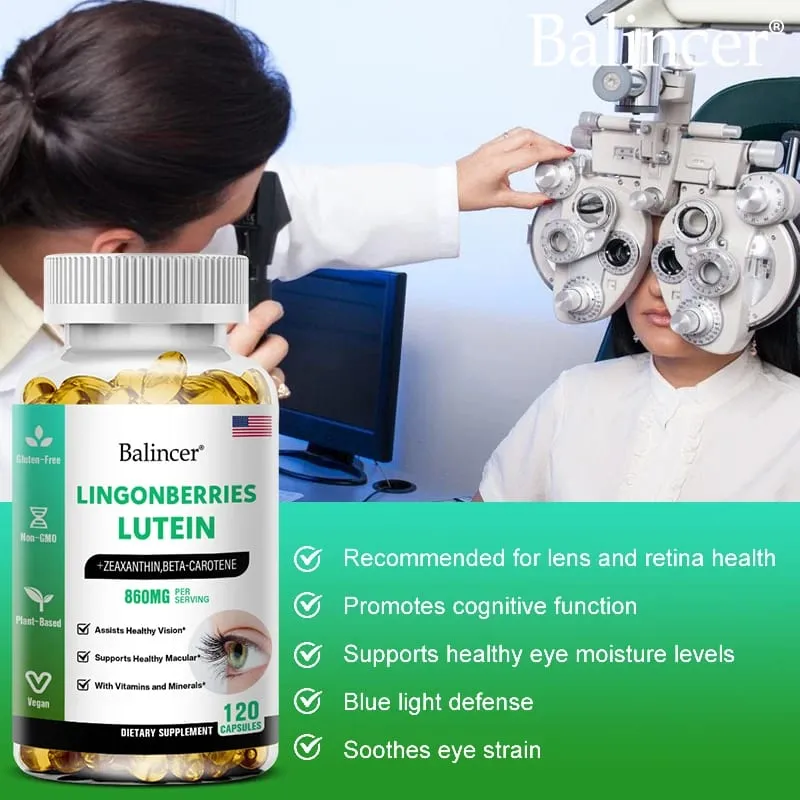 Capsules de lutéine Balincer avec supplément diététique de vitamine zéaxanthine pour le soutien de la santé oculaire 120/60/30 gélules faciles à avaler — image 2