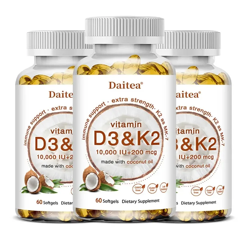 2-in-1 Vitamin D3 K2 Supplement Softgel 10000 IU VIT D3 + 200 MCG Vitamin K2 Support Calcium Absorption in Bones — image 11