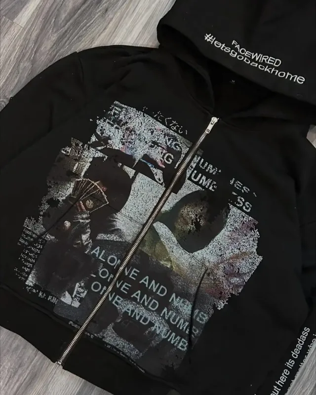 Harajuku Casual Letter Zip Oversized Hoodie Grunge Streetwear Gothic Sweatshirt Hoodies Women Tops Men Clothing Goth Y2k Clothes — image 5