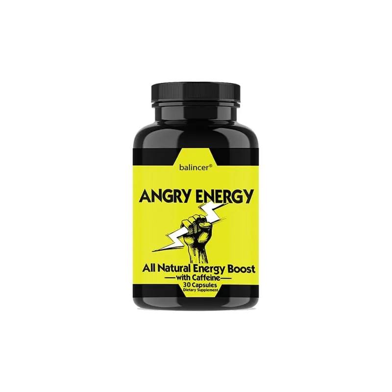 Angry Energy Caffeine Capsules Natural Non-GMO Increase Stamina and Focus Mind & Body Health