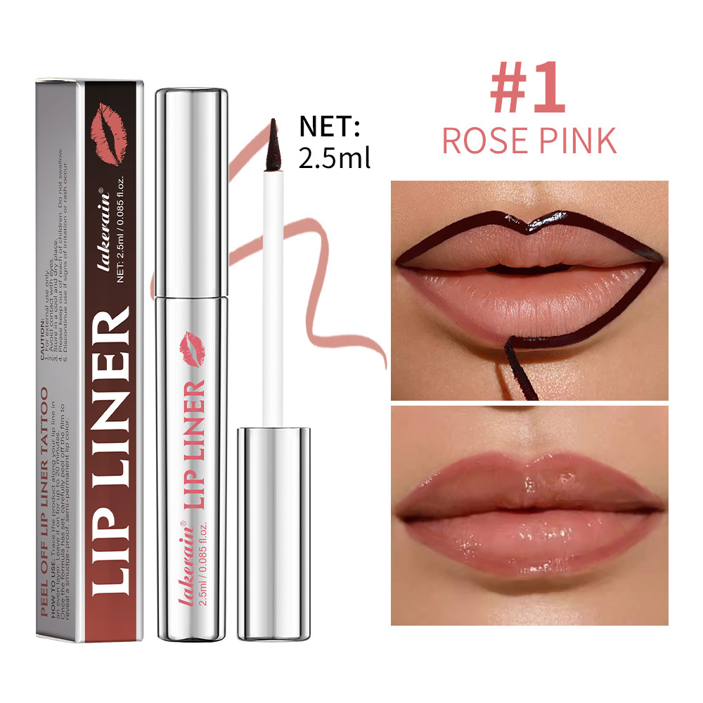 Vattentät Lip Liner Peel Off Tatuering Läppglans Vattentät Långvarig Matt Läpp Nyans Brun Kontur Avrivbar Läppar Fläck Kosmetisk — image 7