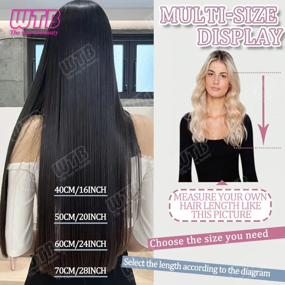WTB Straight Hair Extensions Synthetic Wigs BB Clip Style V-Shaped Straight Hair Extensions Suitable for Women for Daily Wear — image 2