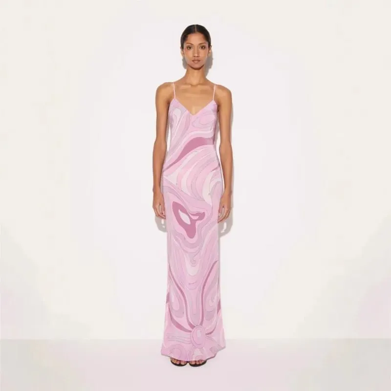 Bohemian Fashion Printed Women's Dress Summer Sexy Beach Vacation V-neck Strap Dresses Ladies Elegant Slit Hem A-line Vestidos — image 3