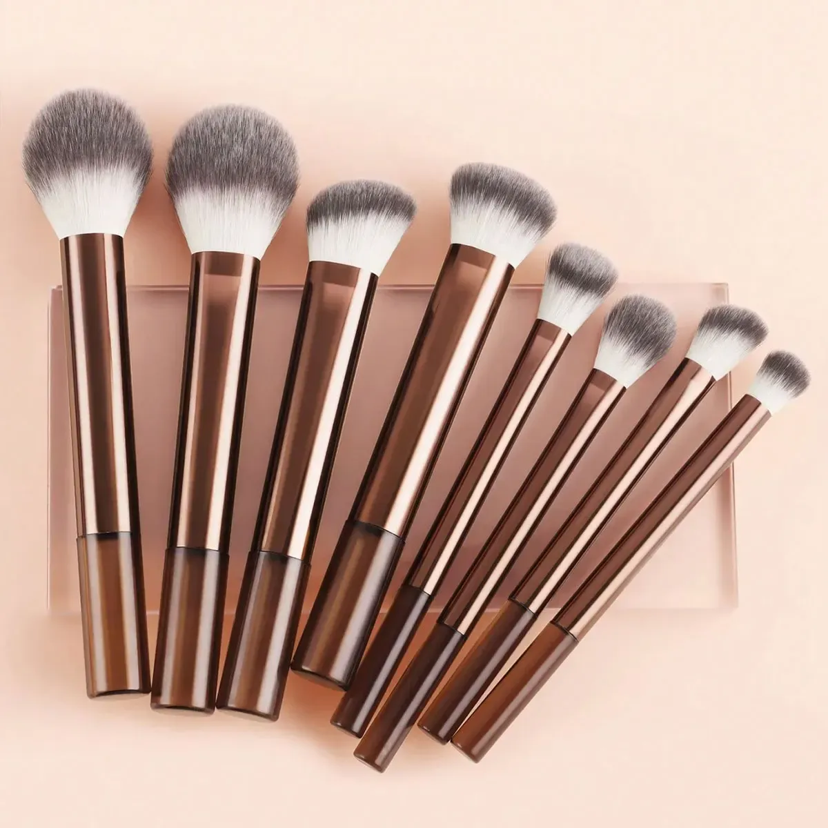 8Pcs Long‑Handle Multifunctional Makeup Brushes Set Synthetic Hair for Powder Blush Foundation Contour Face Cosmetic Makeup Tool