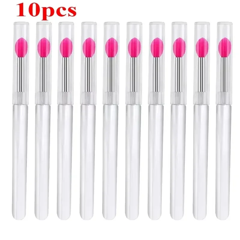 3/5/10PCS Portable Silicone Lip Brush With Cover Soft Multifunctional Lip Balm Applicator Lipstick Lipgloss Makeup Brushes — image 24