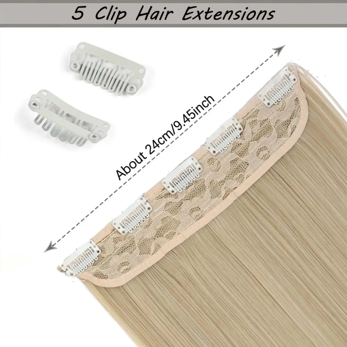 Synthetic Super Long Straight 5 Clip In Hair Extensions 32Inch One Piece Hairpiece for Women Multiple Colors Hair Extensions