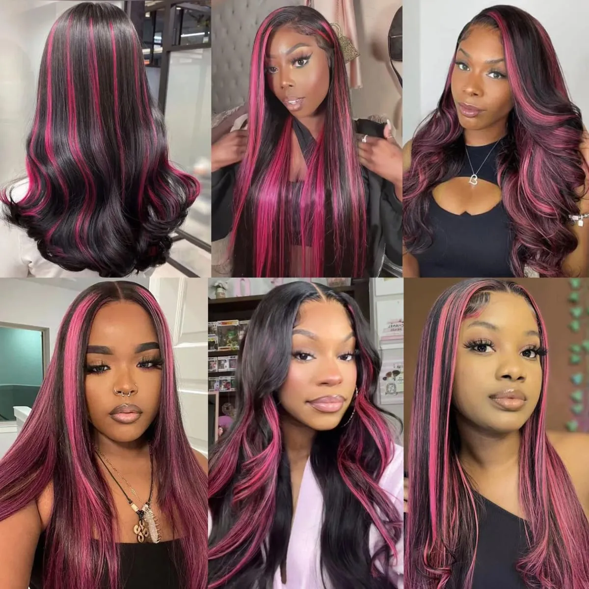 Glow In The Dark Clip‑In Hair Extensions 24 Inch Synthetic Peekaboo Highlight Hairpieces For Festival Halloween Party — image 7