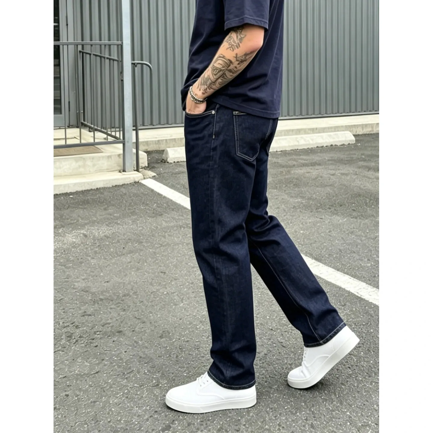 Classic Men Jeans Pure Color Stretch Skinny Man Pants Comfort Denim Straight Fit Minimalist Street High Quality — image 3