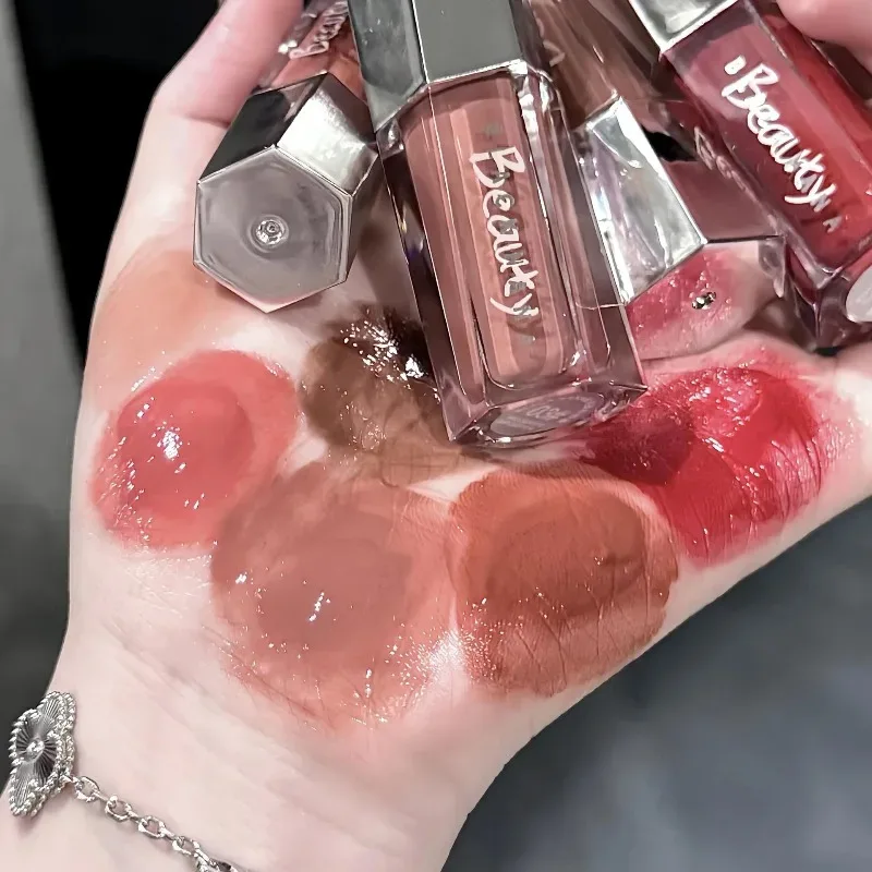 Glace Transparent marron brillant à lèvres hydratant brillant liquide rouge à lèvres nu eau lumière verre miroir lèvres glaçure maquillage longue durée