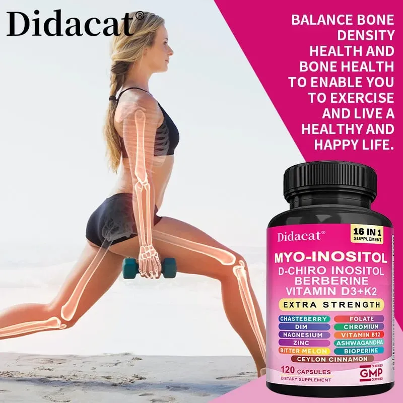 Myo Inositol Complex Capsules D-Chiro-Inositol & Vitamin D3 K2 Natural Daily Wellness Mood Relaxation & Body Vitality Support