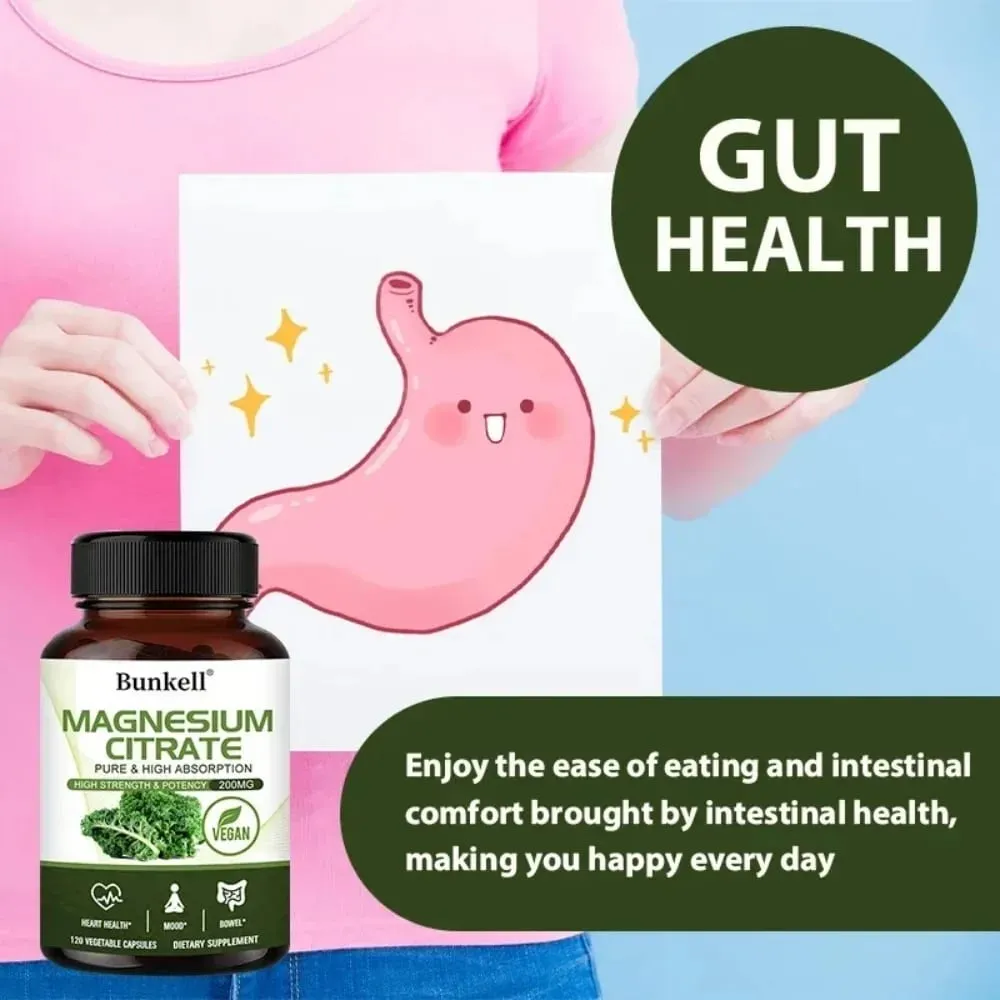 Magnesium Citrate Capsules 200 Mg - Maximum Absorption for Muscle Nerve Bone and Heart Health Gluten Free Non-GMO — image 4