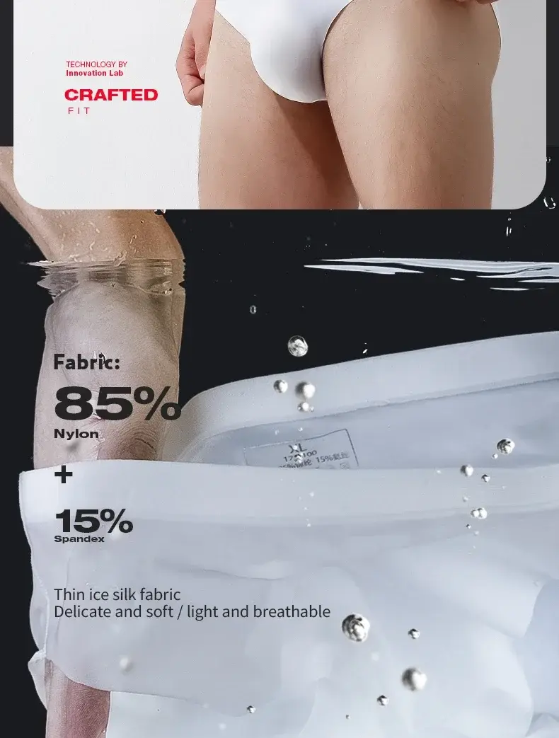 Men's underwear Men's ice silk briefs summer breathable quick-drying seamless shorts Transparent ultra-thin personality underpan