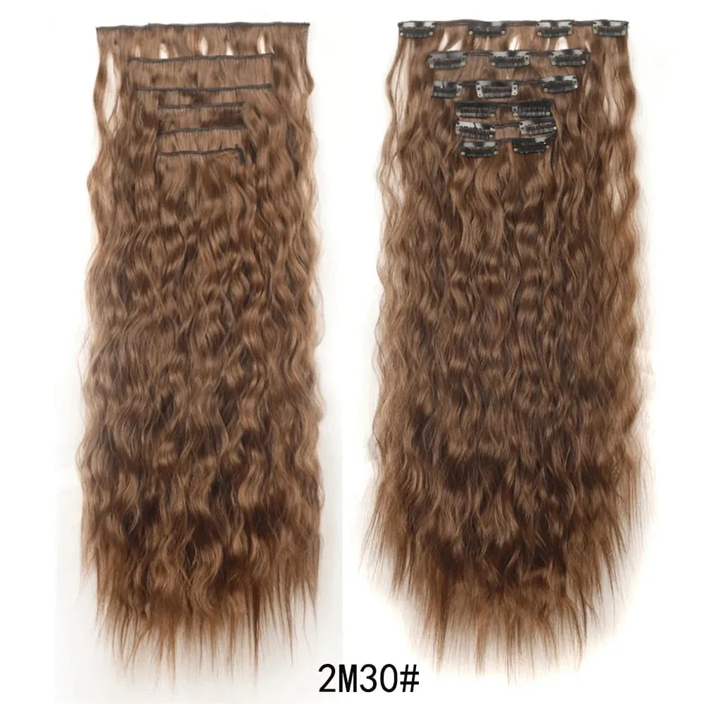 Corn Hair Extensions 6Pcs 20 Inch Clip In Hair Extensions Curly Clip Ins Hair Extension Invisible Natural Hairpieces For Women — image 10