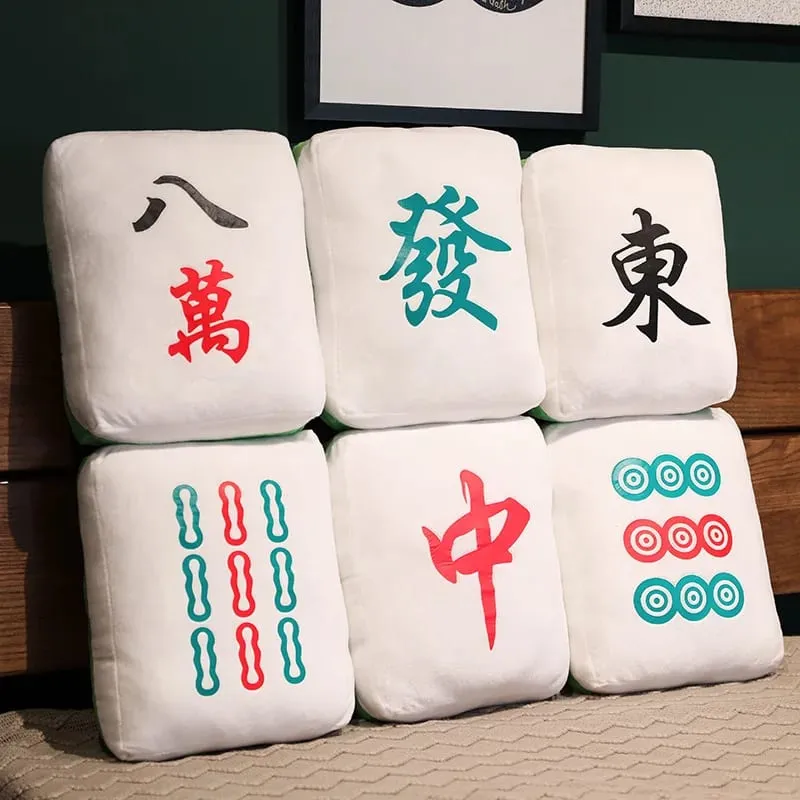 Creative Mahjong Pillow Cushion Chinese Plush Toy Car Chair Backrest Dice Funny Nap Sofa Home Decor Gift Accompanying Decoration — image 5