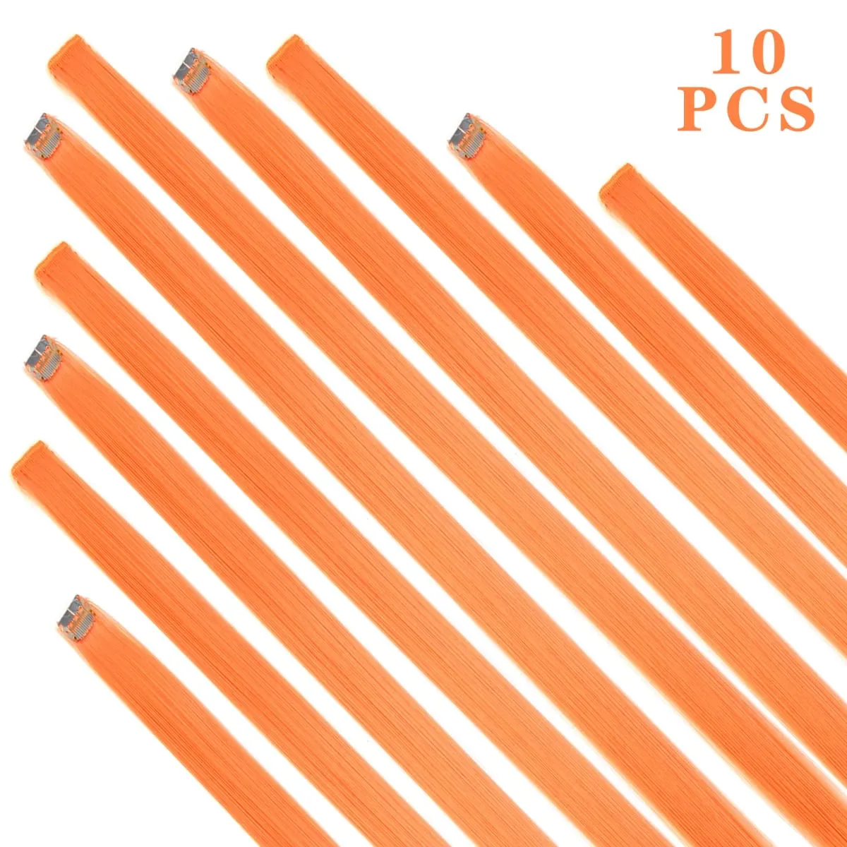 Synticthe Clip in Hair Extensions 10pcs/pack Colored Party Cosplay 22 inches for Fairy Hairpieces Long Straight Hair Extensions — image 2