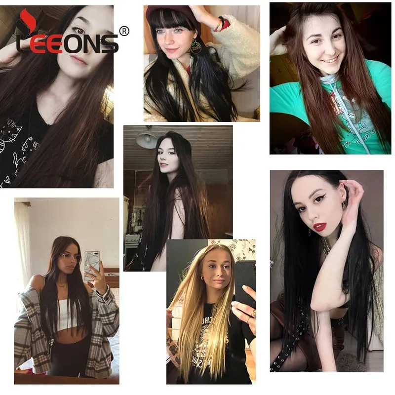 22 Inches Synthetic Long Straight Hairstyle 16 Clips 6Pcs/Set Hair Extensions Blonde Black Hairpieces Heat Resistant For Women