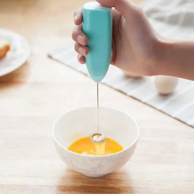 Egg Beater Electric Milk Frother Household Small Mixer Manual for Coffee Cappuccino Cream Frothy Blend Eggs Beater Kitchen Whisk — image 3