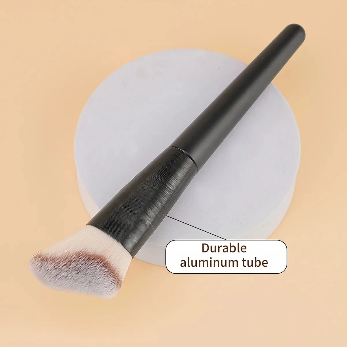 1 Makeup Brush Set Including an Angled Round-Tip and Flat-Tip Foundation Brush with Soft Bristles Comes with a Case