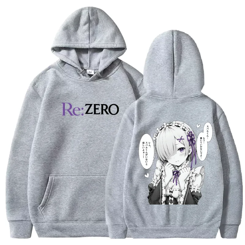 Rem Manga Re:Zero Printed Hoodies Fashion Harajuku Streetwear Men Women Clothing Fall Long Sleeve Casual Fleece Hooded Pullover