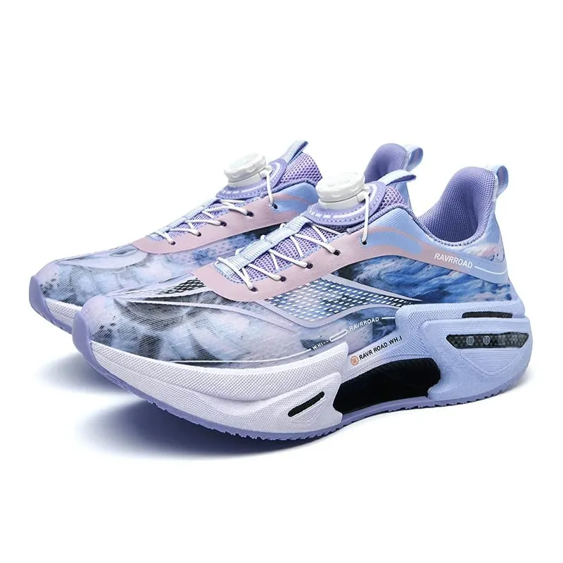 Elastic Speed Running Shoes for Men Carbon Plate Push Rotating Buckle Sports Shoes for Women Professional Shock-Absorbing