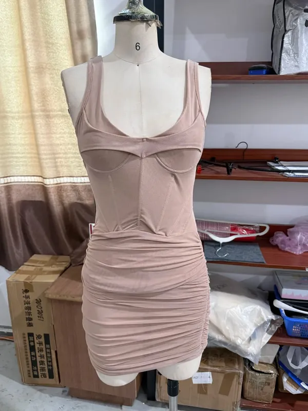 Sexy Women Lace Patchwork Sleeveless Sling Dress Fashion V-neck Waist-cinching Irregular Hem Vestidos Lady Summer New Party Wear — image 8