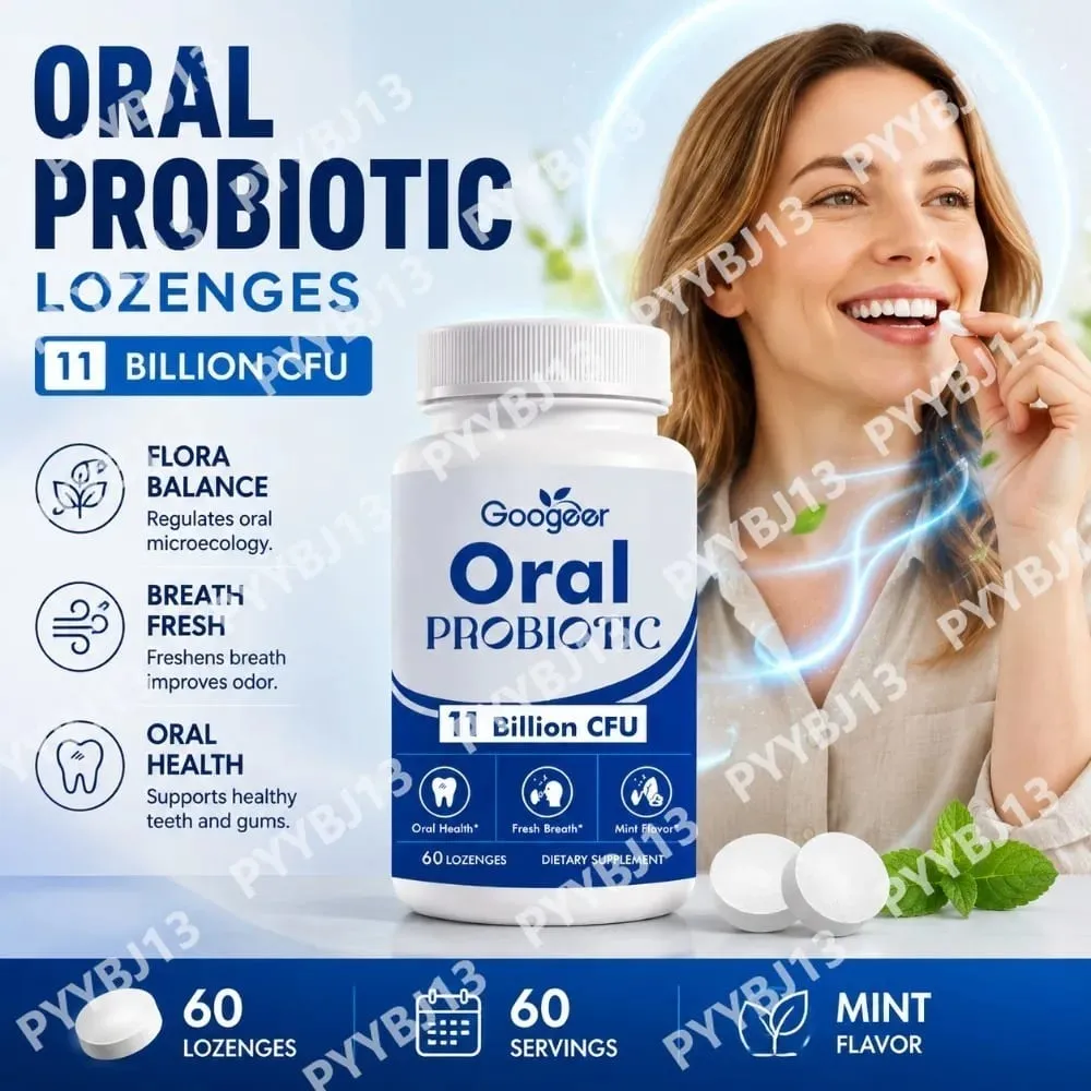 Googeer Oral Probiotic Lozenges 11 Billion CFU with L. reuteri S. salivarius and L. rhamnosus for Daily Fresh Breath 60 Count — image 1