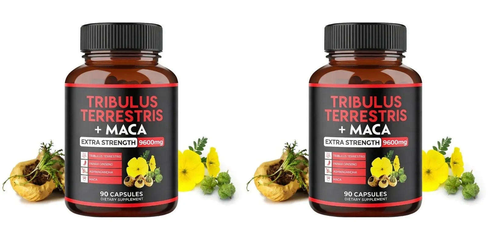 Le supplément Tribulus Terrestris + extrait de racine de maca soutient la vitalité énergétique Santé naturelle à base de plantes sans OGM 90 capsules végétaliennes