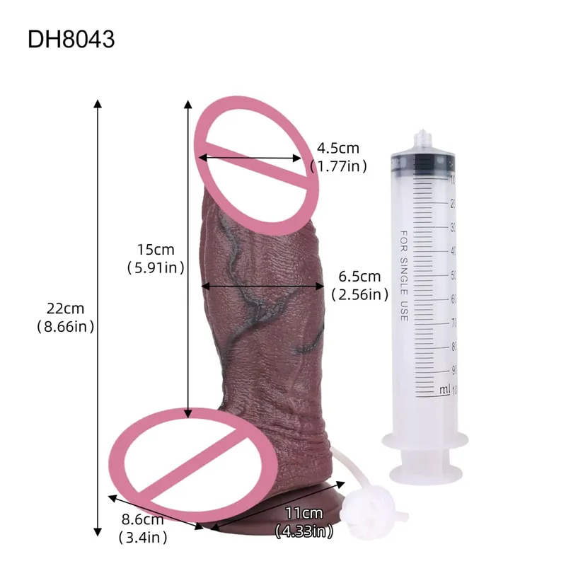 Silicone Lifelike Double Layers Ejaculating Penis Squirting Long Dildo With Sucker Anal Sex Toys For Men Women Masturbator — image 19