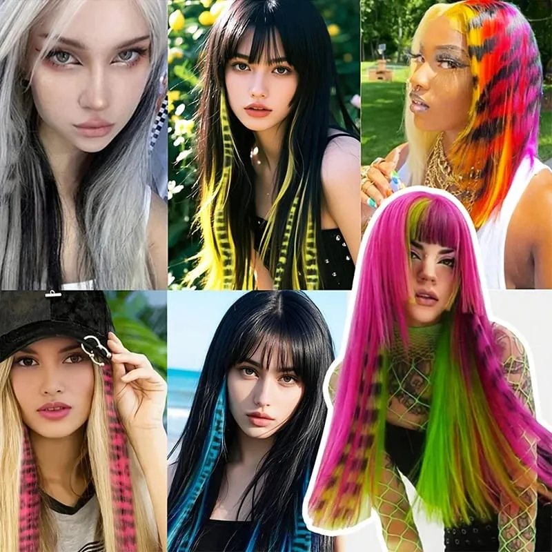 Wig Colored Synthetic Hair Extensions One Card Invisible and Traceless Leopard Print Hanging Ear Dye Long Straight Hair Extensio — image 7