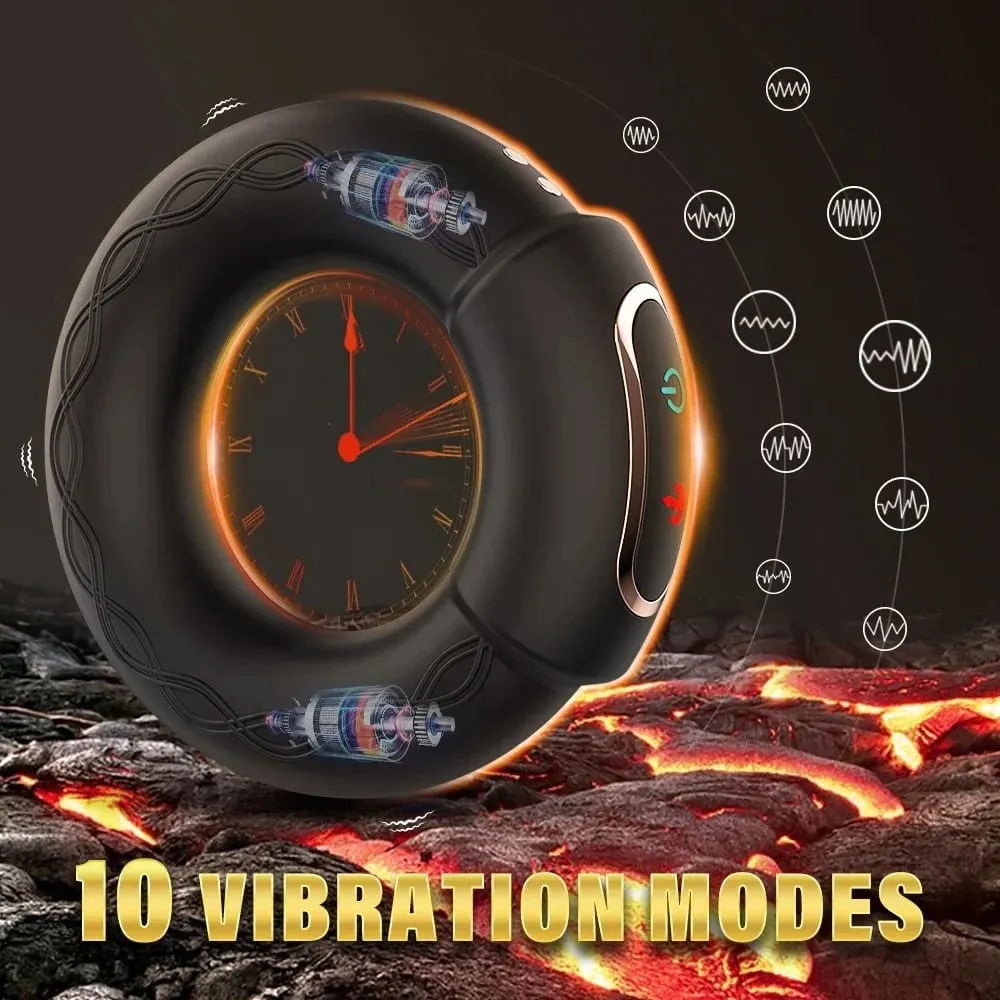 Vibrating Penis Cock Ring Penis erection Heating Vibrator Delay Ejaculation Penis massager 10-Frequency Vibration Men Sex Toys
