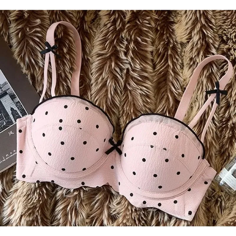 Women Lace Demi Cup Bra Set Push Up Small Bust Upper Support Anti Sagging Elegant Back 2Pcs Intimate Lingerie Daily Underwear — image 4