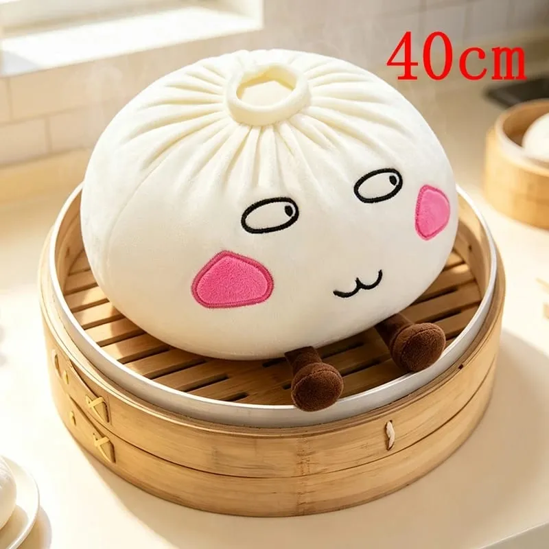 Almohada de peluche Kawaii con forma de moño al vapor, juguete de peluche Baozi de dibujos animados con patas, cojín con forma de comida suave, decoración divertida, regalo de cumpleaños para niñas — image 11