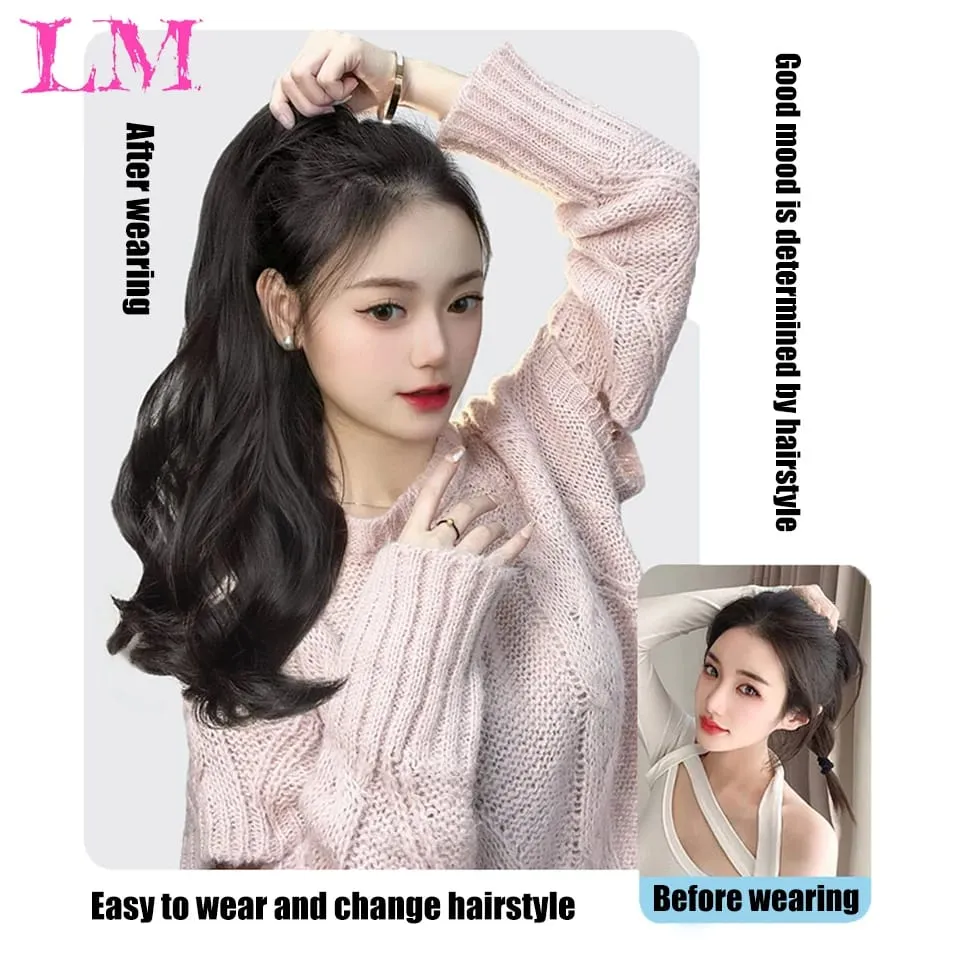 LM Synthetic Ponytail Extension Claw Curly Wavy Clip in Hairpiece Ponytail Hair Extensions Long Pony Tail Synthetic for Women — image 3