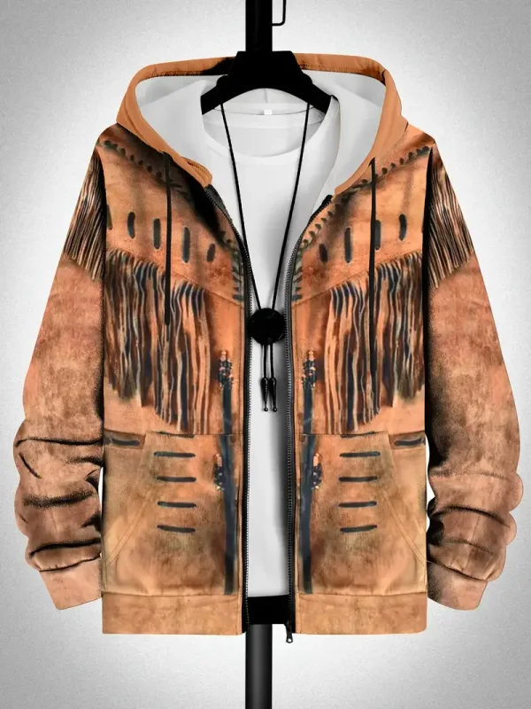 Retro Plaid Print Patchwork Zip Up Hoodie Men's Clothing Hot Style Long Sleeve Pullover Trend Streetwear Men Zip Up Hoodies — image 12
