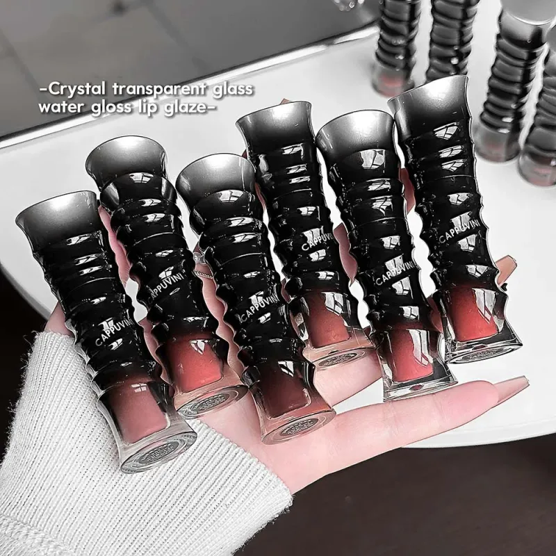 크리스탈 펑크 레드 브라운 글로시 립 얼룩 미러 립 글레이즈 쉬어 누드 글리터 립 색조 워터리 샤인 플럼 핑 메이크업 화장품