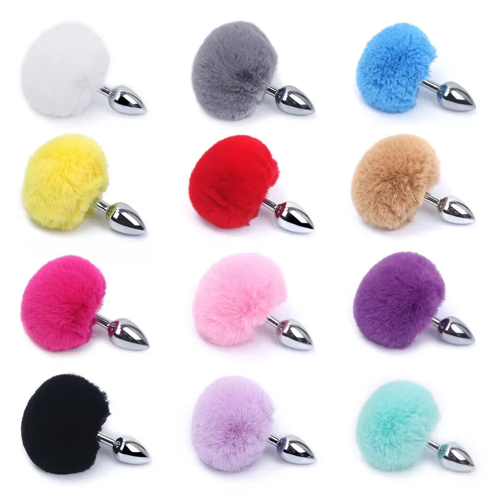 Metal Plush Rabbit Tail Anal Plugs Prostate Massager Butt Plug Rabbit Ear BDSM Cosplay Erotic Sex Toys for Women Adults Sex Game — image 1