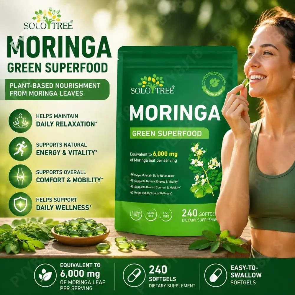 Moringa Leaf Softgels 6000 Mg Equivalent Per Serving for Daily Relaxation Natural Energy Vitality & Comfort Support 240 Softgels — image 2
