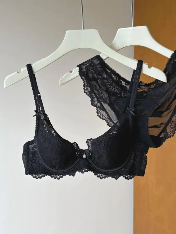 Purple Lace Bra Women French Sexy Embroidery Soft Underwire Minimizer Push Up Anti Sagging Lingerie Brassiere 32‑38 — image 9