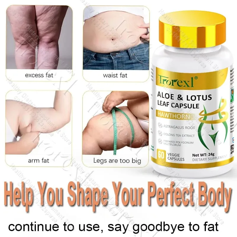 Aloe & Lotus Leaf Capsules Flat Tummy Pills Appetite Suppressant Detoxification Preserve Lean
