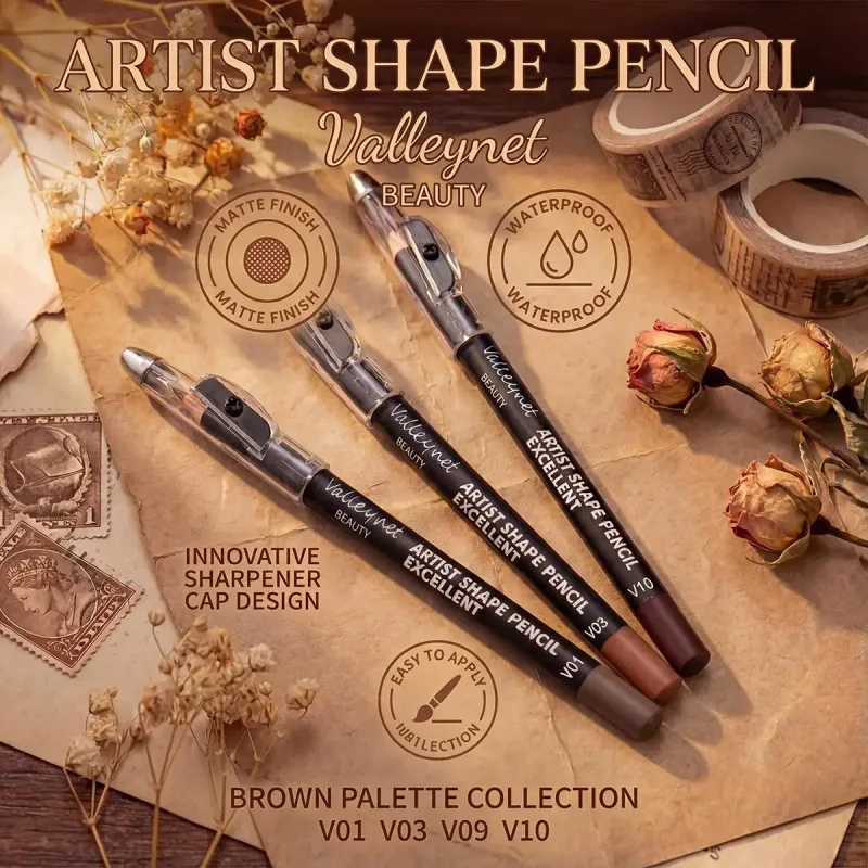 4 Piece Brown Shades Lip Liner Set Matte Waterproof Compatible with Various Lip Glosses and Lipsticks Portable Bag Size — image 3