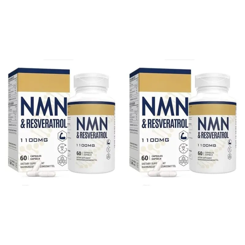 NMN & Resveratrol Capsules Antioxidant Complex Supplement with Black Pepper Extract 1100mg 60 Capsules